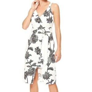 Bebe Women's Floral Dress Sleeveless White/Black Sz 16W